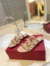VALENTINO 26S ROCKSTUD CAGED SANDALS IN NUDE CALFSKIN