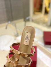 VALENTINO 26S ROCKSTUD CAGED SANDALS IN NUDE CALFSKIN
