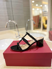 VALENTINO 26S ROCKSTUD CAGED HEELED SANDALS 60 MM IN BLACK PATENT CALFSKIN