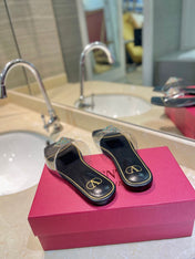 VALENTINO 26S FLAT SLIDES IN BLACK LAMBSKIN WITH CRYSTAL STYLE 2