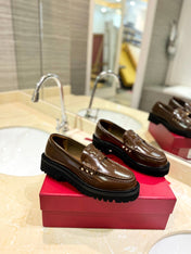 Rockstud Brown Calfskin Loafer