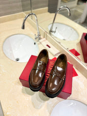 Rockstud Brown Calfskin Loafer