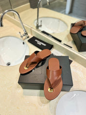 SL KOUROS THONG SANDALS BROWN CALFSKIN