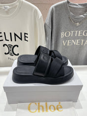 CHLOÉ MILA PLATFORM 5 CM IN BLACK NYLON WITH EMBROIDERED LOGO