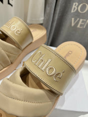 MILA PLATFORM 5 CM IN OYSTER GREY NYLON WITH EMBROIDERED LOGO