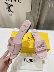 FENDI BAGUETTE SLIDES IN LIGHT PINK LAMBSKIN