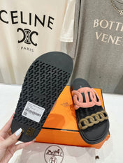 EXTRA SANDAL BLACK MIX PEACH MIX MOSS CALFSKIN