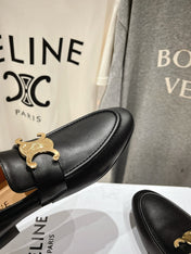 TRIOMPHE LOAFER IN BLACK SMOOTH CALFSKIN GOLD HARDWARE