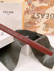 CELINE 25S BELT 25MM REVERSIBLE TRIOMPHE IN BURGUNDY CALFSKIN 565534
