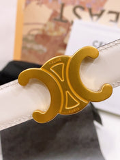 CELINE 25S BELT 25MM REVERSIBLE TRIOMPHE IN WHITE CALFSKIN 565537