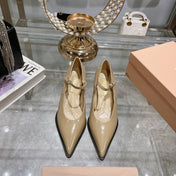 Slingback Shoes Beige Cream Color Beads