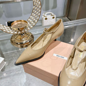 Slingback Shoes Beige Cream Color Beads