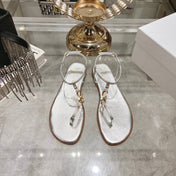DIORIVIERA C'EST THONG SANDAL SILVER AQUAMARINA CALFSKIN