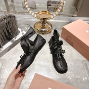 MIUMIU 26S SLINGBACK BALLET FLATS IN BLACK CALFSKIN SILVER HARDWARE
