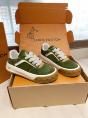 LV 26S TILTED SNEAKERS IN OLIVE GREEN SUEDE