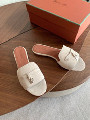 LP 26S SUMMER CHARMS SLIDES IN CREAM WHITE SUEDE SILVER HARDWARE