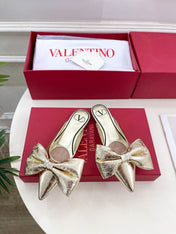 VLogo Bow Mules Women Silk Gold