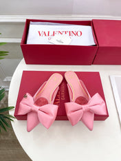 VLogo Bow Mules Women Silk Pink