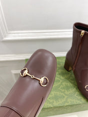 HORSEBIT ANKLE BOOTS 6.5CM IN WALNUT BROWN SHEEPSKIN