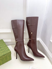 SIGNORIA KNEE BOOTS 4.5CM IN WALNUT BROWN CALFSKIN