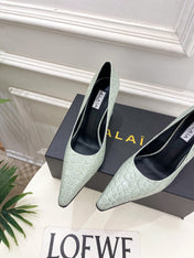ALAIA 26S HIGH HEELS 95 MM IN SAGE GREEN CROCODILE-EMBOSSED CALFSKIN