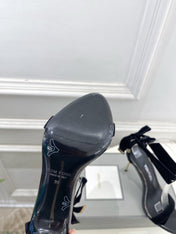 TOM FORD 26S HIGH-HEELED SANDALS 105 MM IN BLACK FABRIC AND CALFSKIN