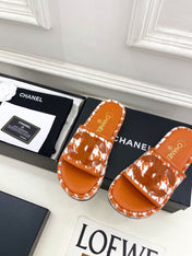 CHANEL 26S SANDALS 35 MM IN ORANGE TWEED