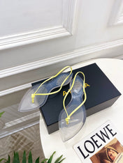 ALAIA 26S POINTED-TOE THONG SANDALS IN YELLOW AND TRANSPARENT PVC