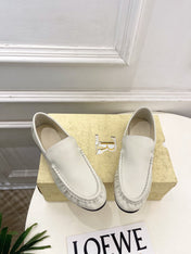 THE ROW 26S MOCCASIN LOAFERS 20MM IN IVORY WHITE CALFSKIN