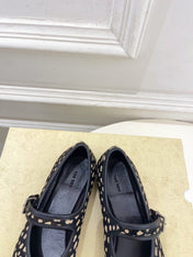 THE ROW 26S ROUND TOE MARY JANE FLATS IN BLACK LEOPARD CALF HAIR