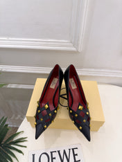 VALENTINO 26S STUDDED POINTED TOE PUMPS 80 MM IN BLACK CALFSKIN