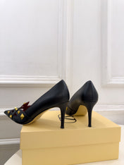 VALENTINO 26S STUDDED POINTED TOE PUMPS 80 MM IN BLACK CALFSKIN