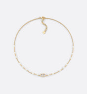 CD 26S CD LOGO PEARL CHAIN NECKLACE IN GOLD TONE METAL WITH WHITE PEARL 631005