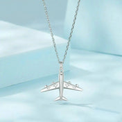 Delicate Airplane Pendant Necklace Platinum Plated Necklace