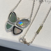 LARGE BUTTERFLY SILVER PENDANT DIAMOND NECKLACE