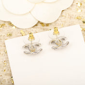 DOUBLE C SMALL SILVER DIAMOND EARRINGS