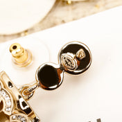 CHANE 23 FULL DIAMOND SIEVE DOUBLE C GOLD EARRINGS