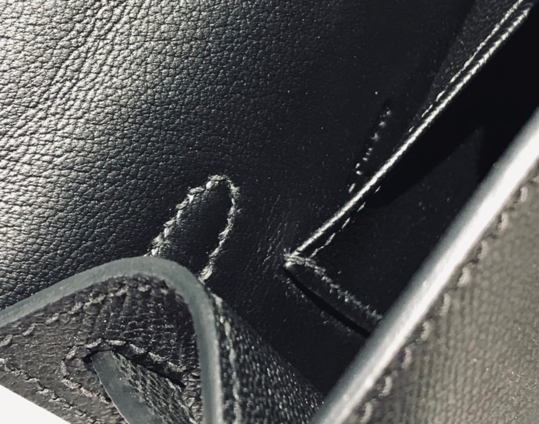 HM KELLY MINI 20 BLACK EPSOM SILVER HARDWARE