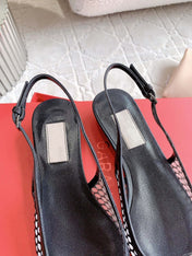 Vlogo Slingback Ballerina Black Mesh