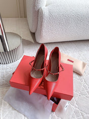 Rockstud Straps Pump 90mm Red